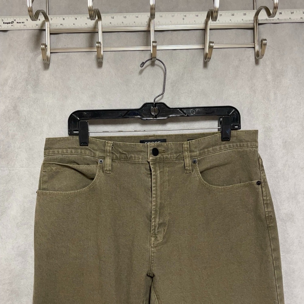 Proof Pants Men 33x32 Khaki Green Rover Jeans Straight 5 Pkt Huckberry P-530009